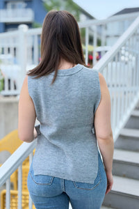 Side Tie Sweater Vest - Grey