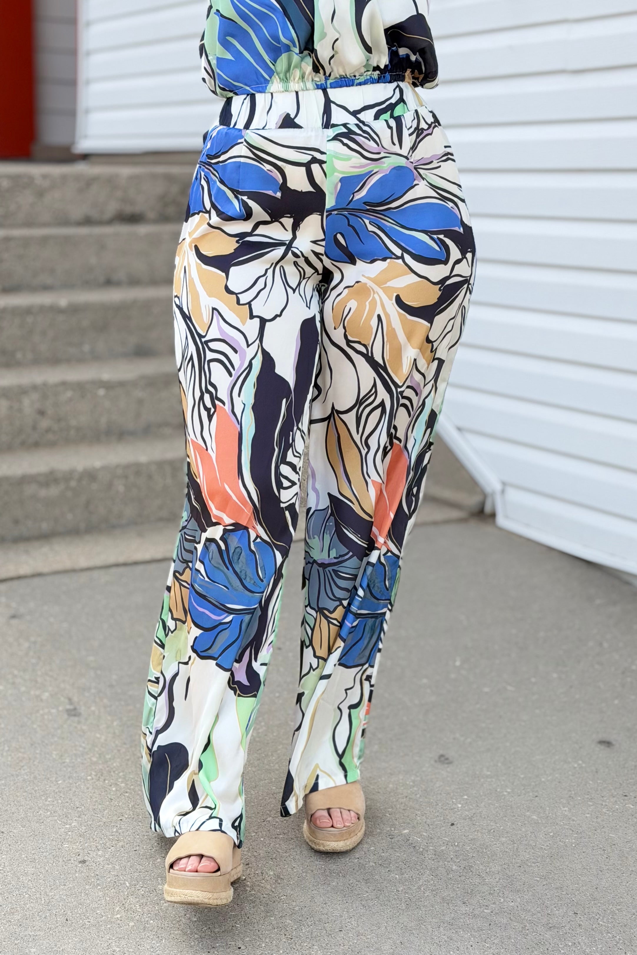 Palazzo Pants - Blue Botanical