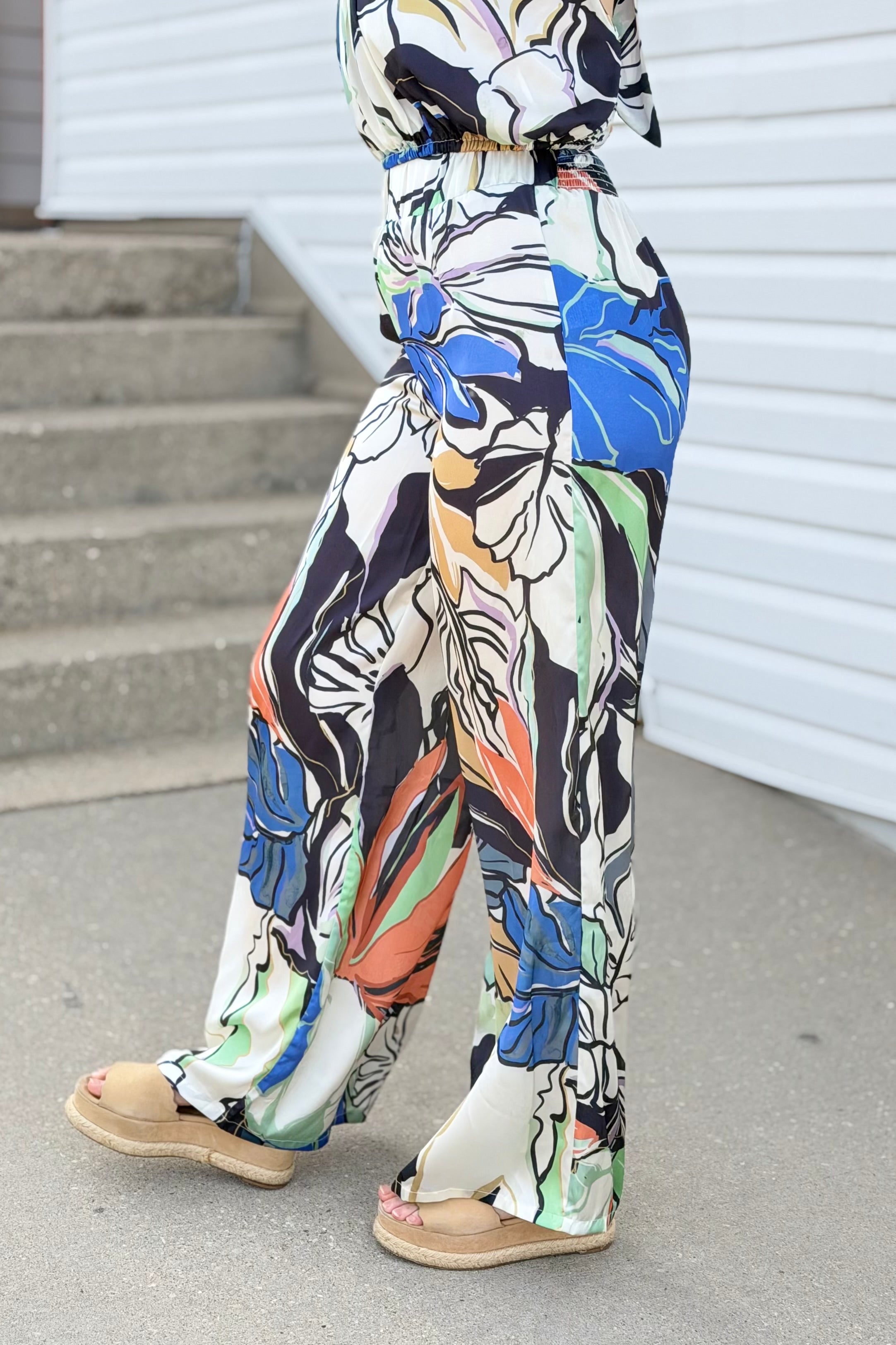 Palazzo Pants - Blue Botanical