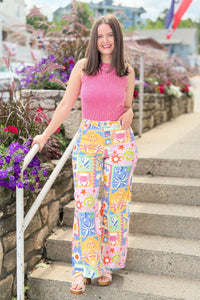 Patchwork Wide Leg Pants - Multi