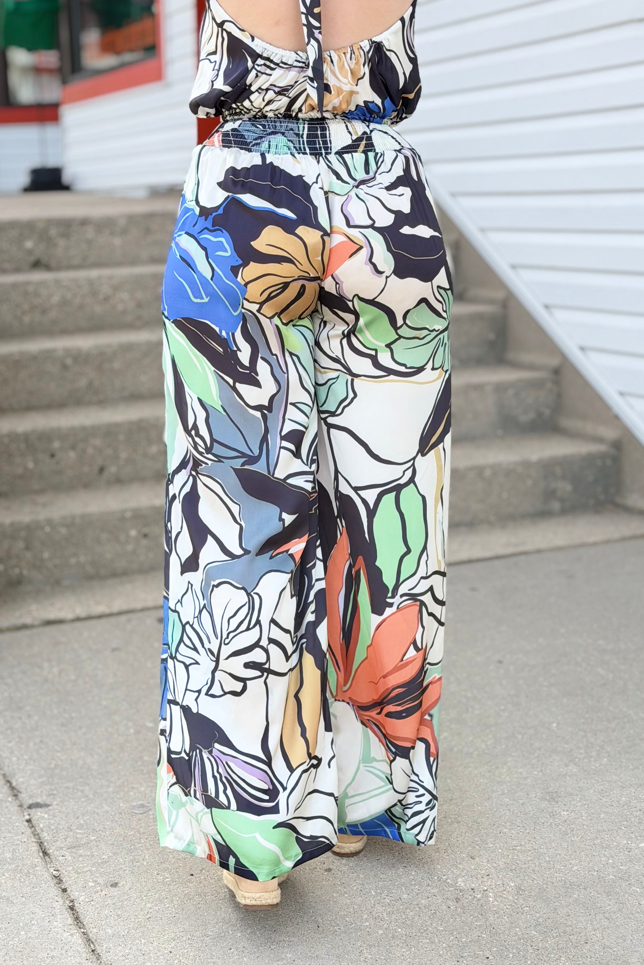 Palazzo Pants - Blue Botanical