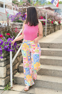 Patchwork Wide Leg Pants - Multi