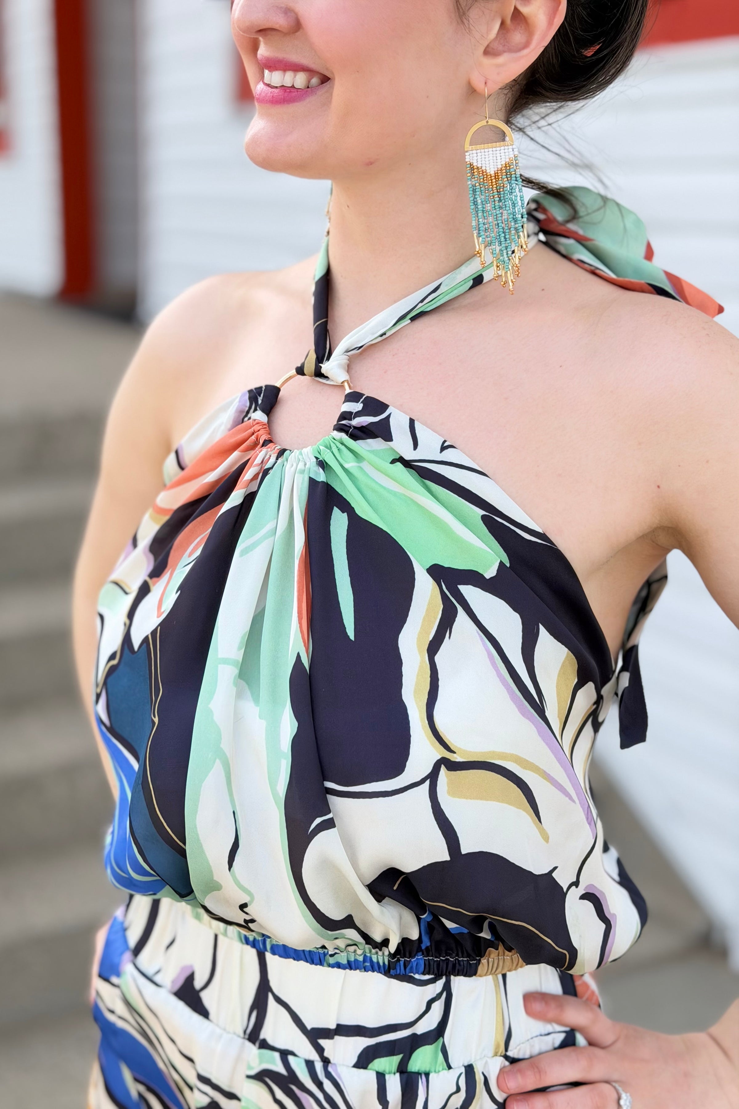 Halter Top - Blue Botanical