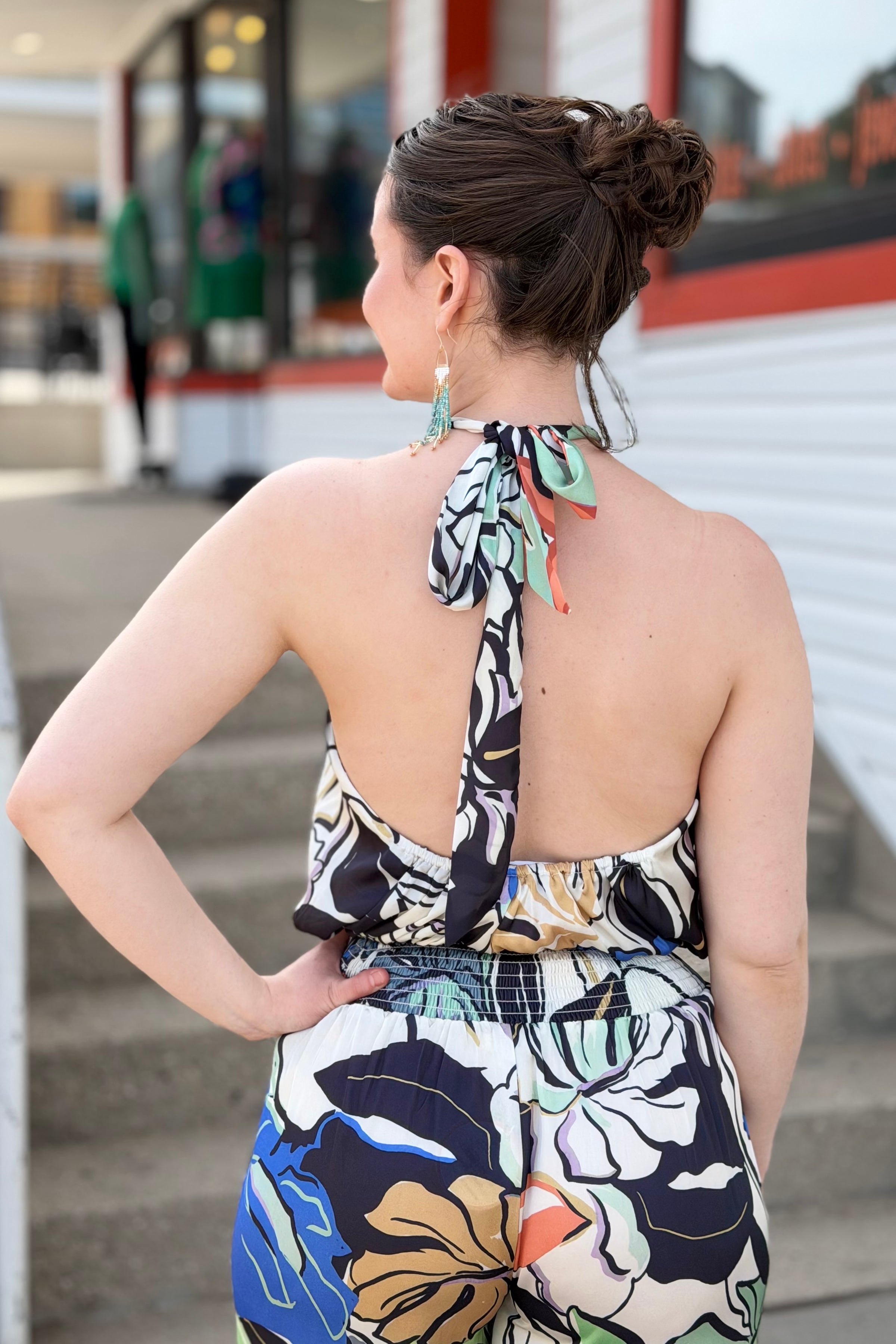 Halter Top - Blue Botanical