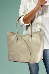 Stitch Detail Shoulder & Tote Set Bag - Gray