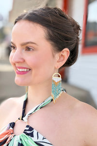 Gold Mint Beaded Earrings