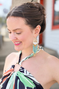 Gold Mint Beaded Earrings