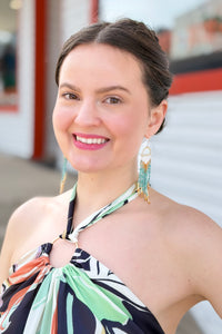 Gold Mint Beaded Earrings