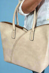 Stitch Detail Shoulder & Tote Set Bag - Beige
