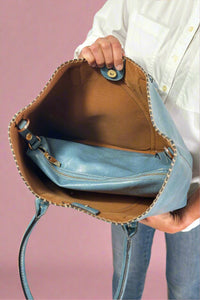 Stitch Detail Shoulder & Tote Set Bag - Blue
