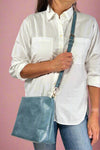 Stitch Detail Shoulder & Tote Set Bag - Blue