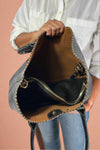 Stitch Detail Shoulder & Tote Set Bag - Black