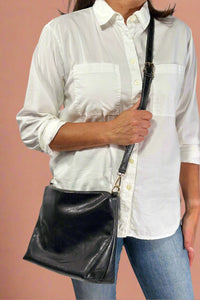 Stitch Detail Shoulder & Tote Set Bag - Black