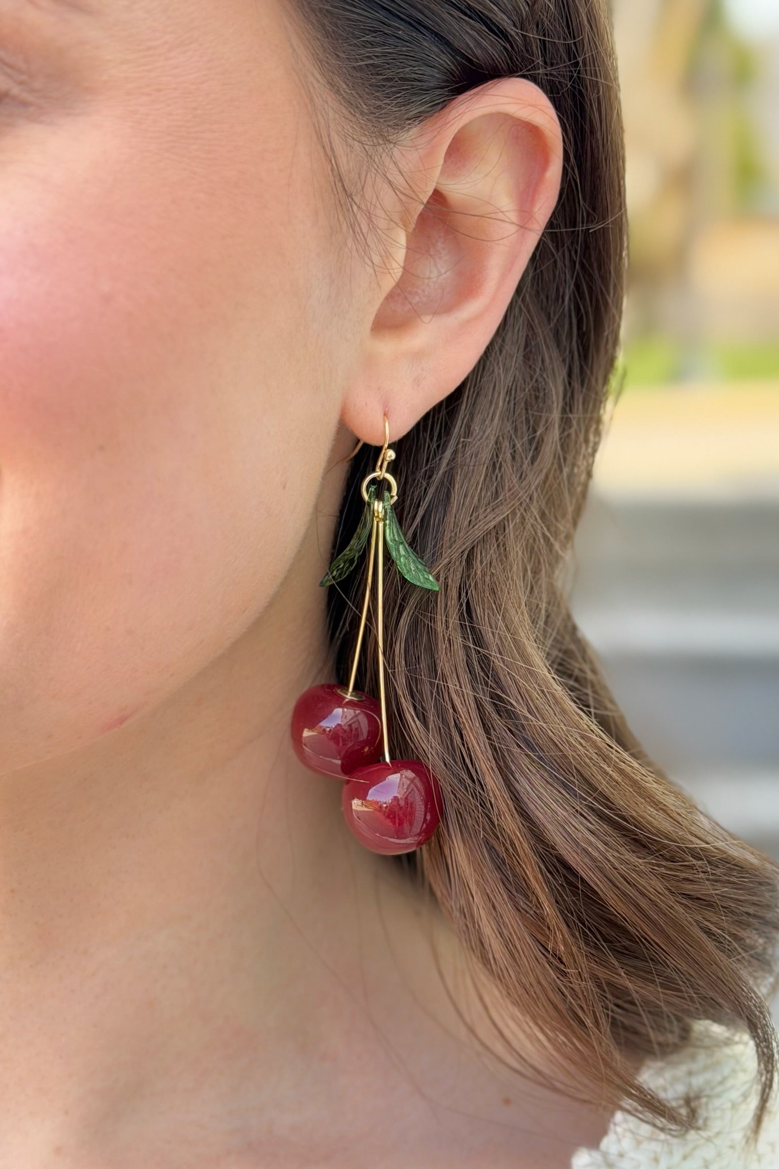Double Cherry Drop Earrings