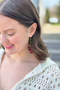 Double Cherry Drop Earrings