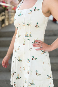 Mallard Print Denim Mini Dress - Ivory
