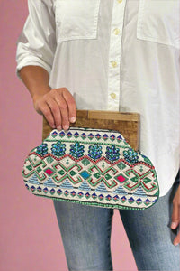 Celebration Beaded Clutch Bag Wooden Handle