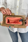 Beaded Clutch Bag with Wooden Handle