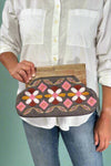 Charcoal Clutch With Pink Flowers