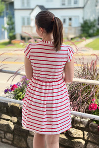 Stripe Babydoll Mini Dress - Red