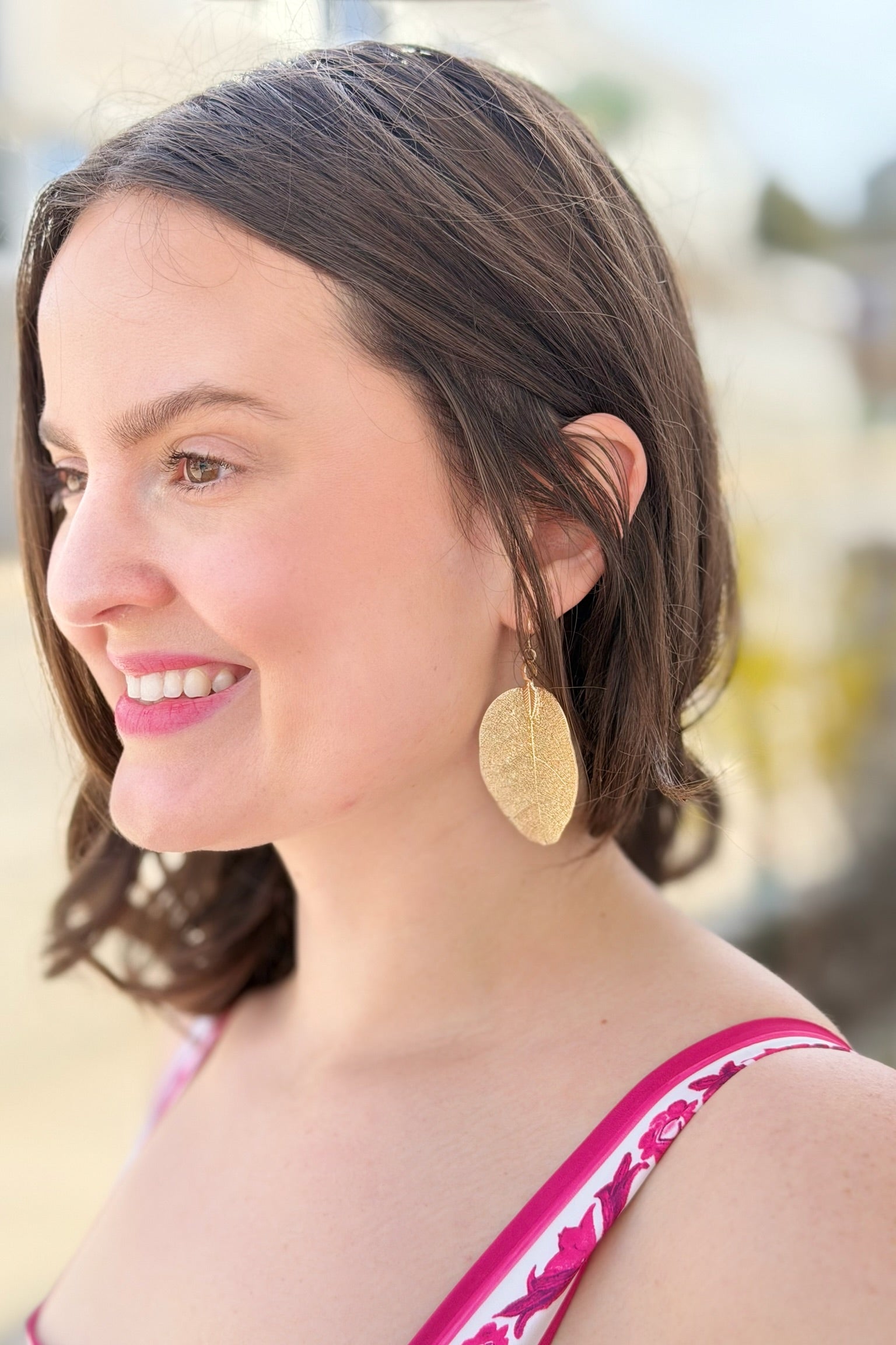 Gold Natural Leaf Earrings