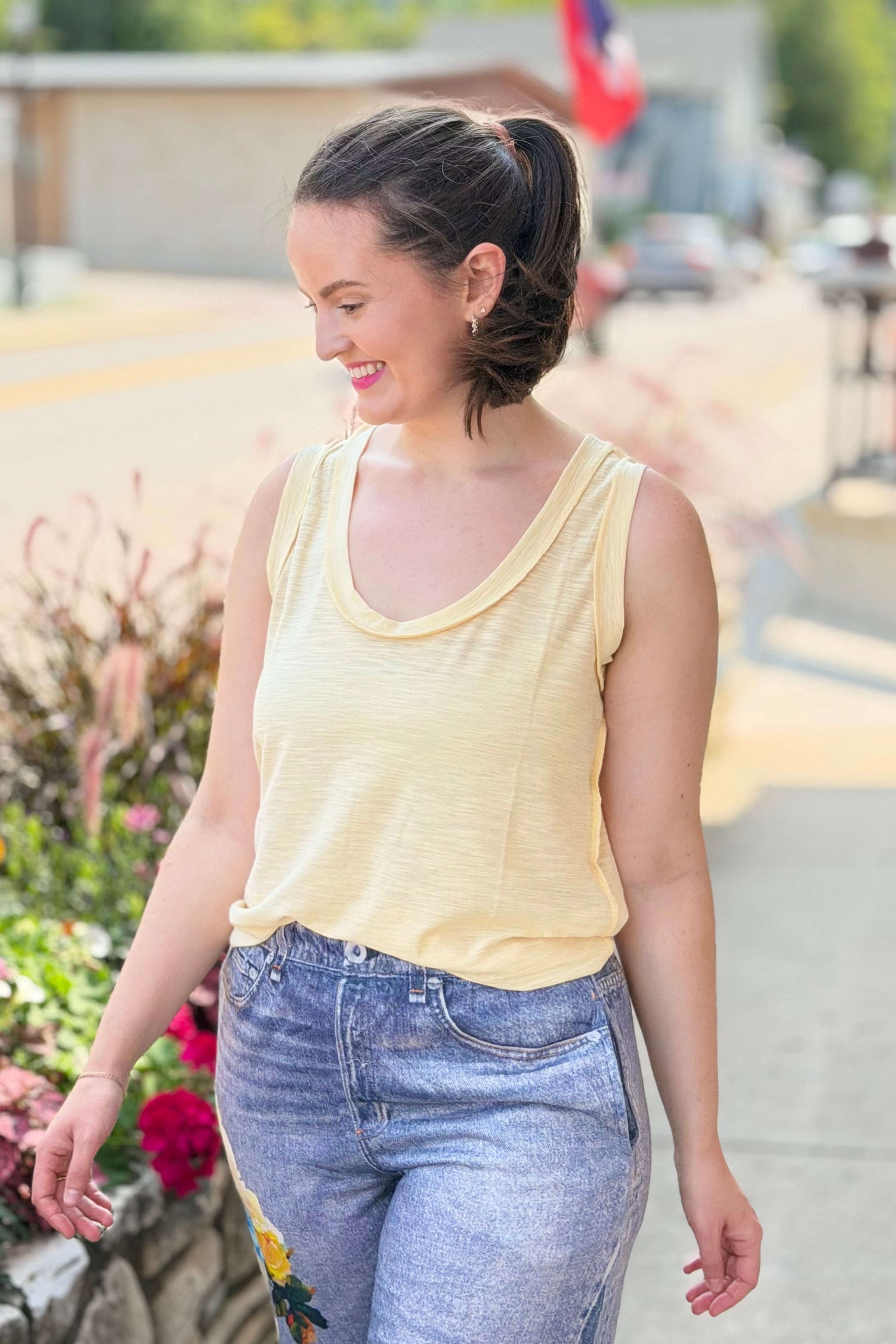 Raw Edge Detail Tank Top - Butter