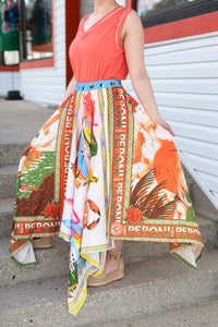 Shark Hem Unique Printed Skirt