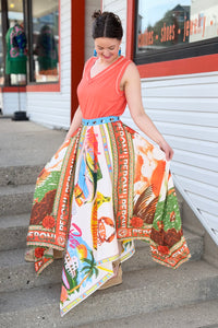 Shark Hem Unique Printed Skirt