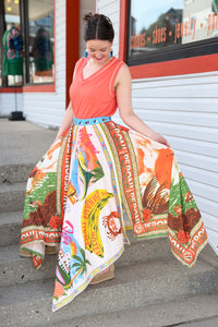 Shark Hem Unique Printed Skirt