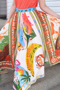 Shark Hem Unique Printed Skirt