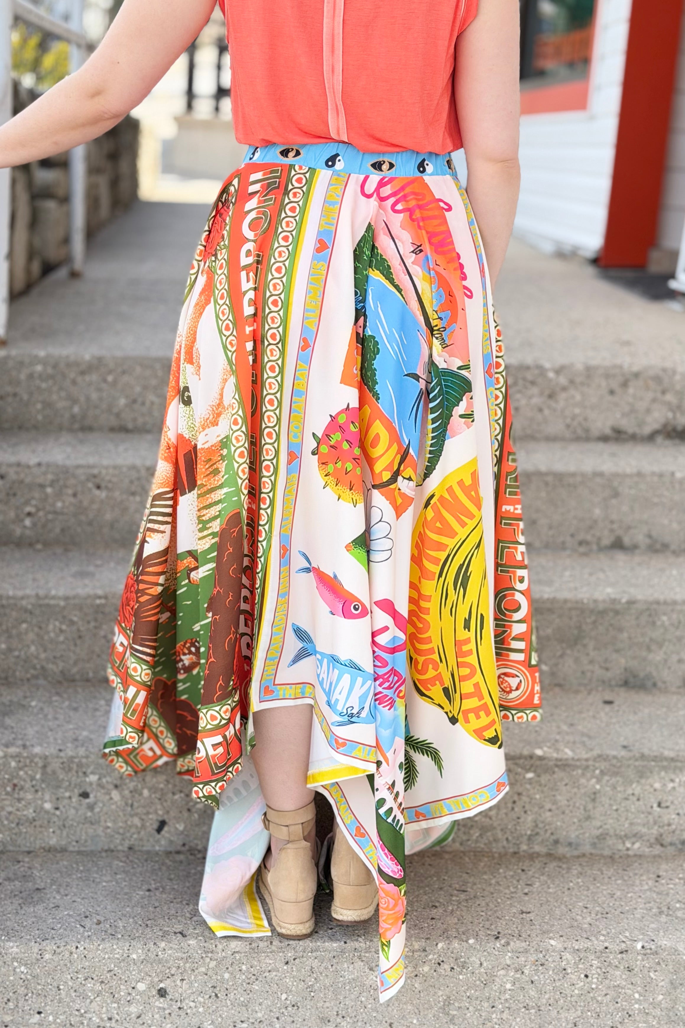 Shark Hem Unique Printed Skirt
