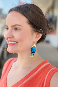 Blue Sequin Fish Earrings