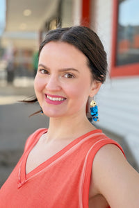 Blue Sequin Fish Earrings