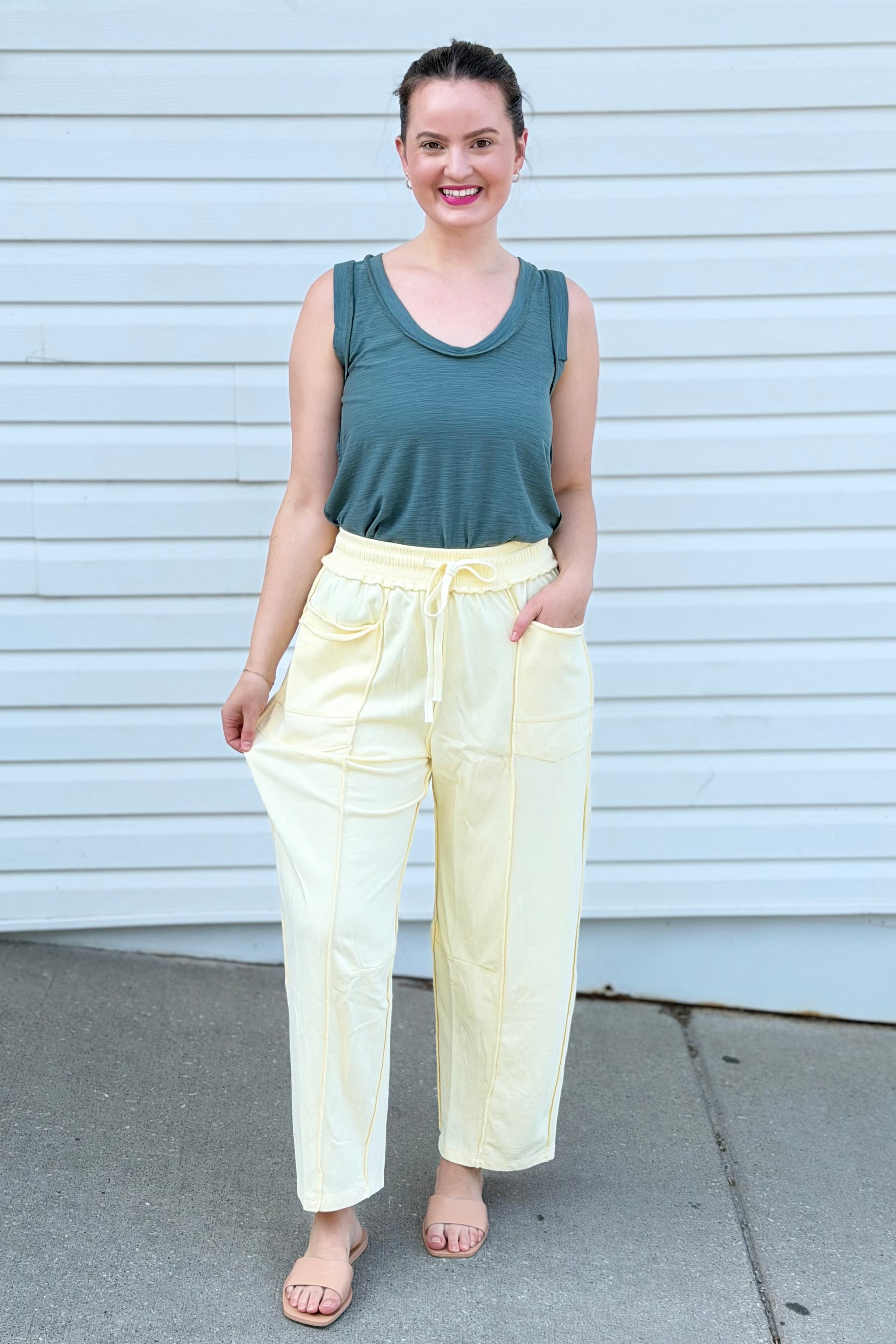 Mineral Wash Barrel Utility Pants - Cream
