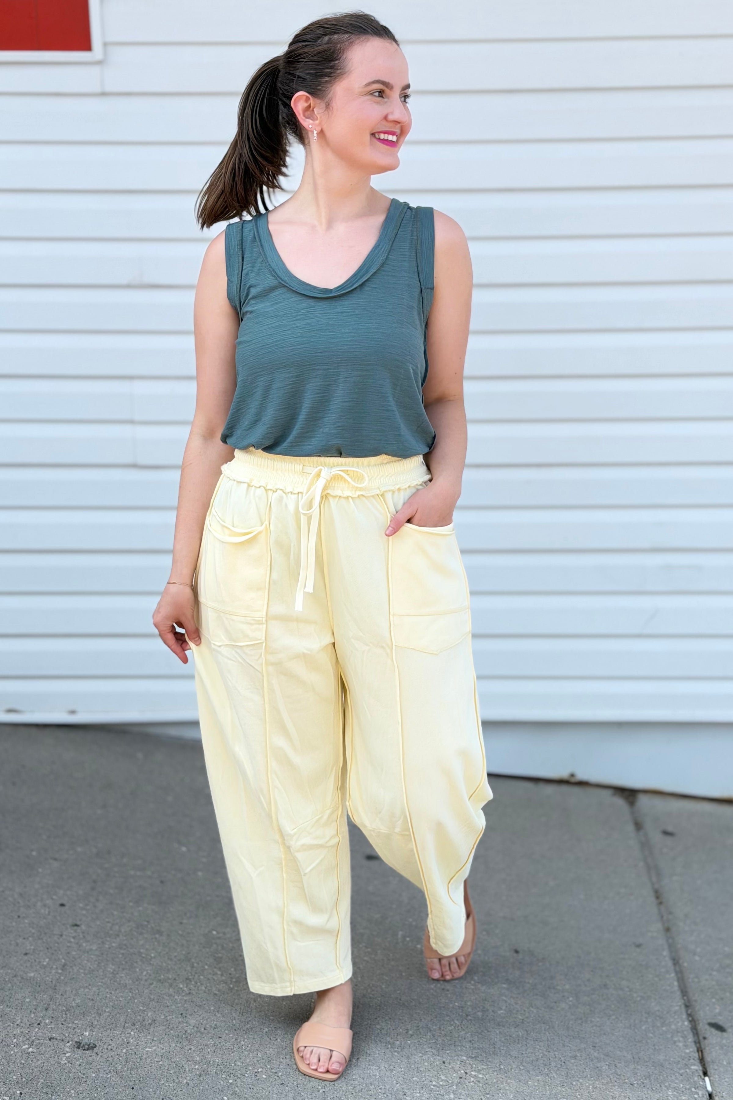 Mineral Wash Barrel Utility Pants - Cream