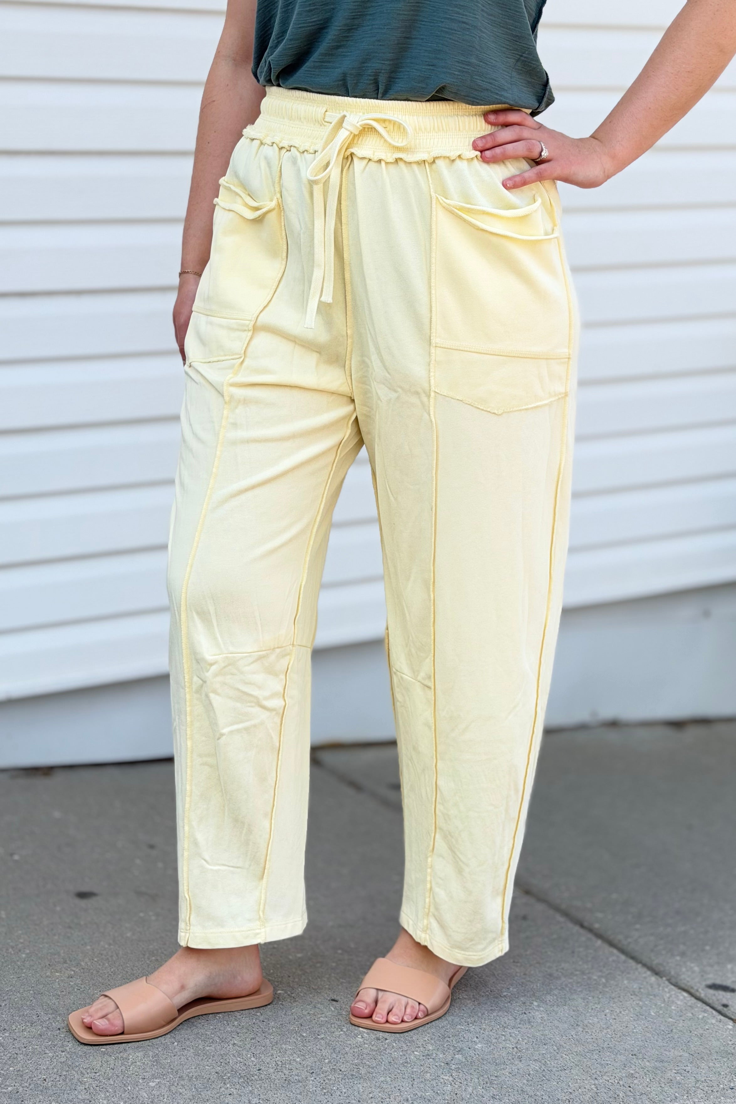 Mineral Wash Barrel Utility Pants - Cream