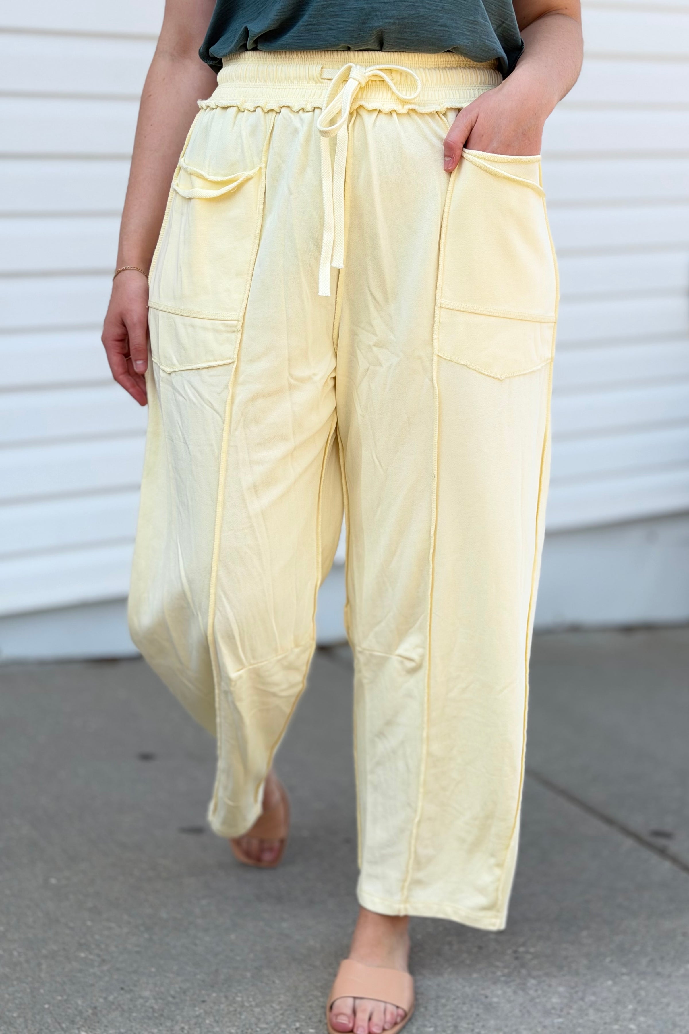 Mineral Wash Barrel Utility Pants - Cream