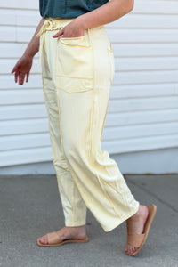 Mineral Wash Barrel Utility Pants - Cream