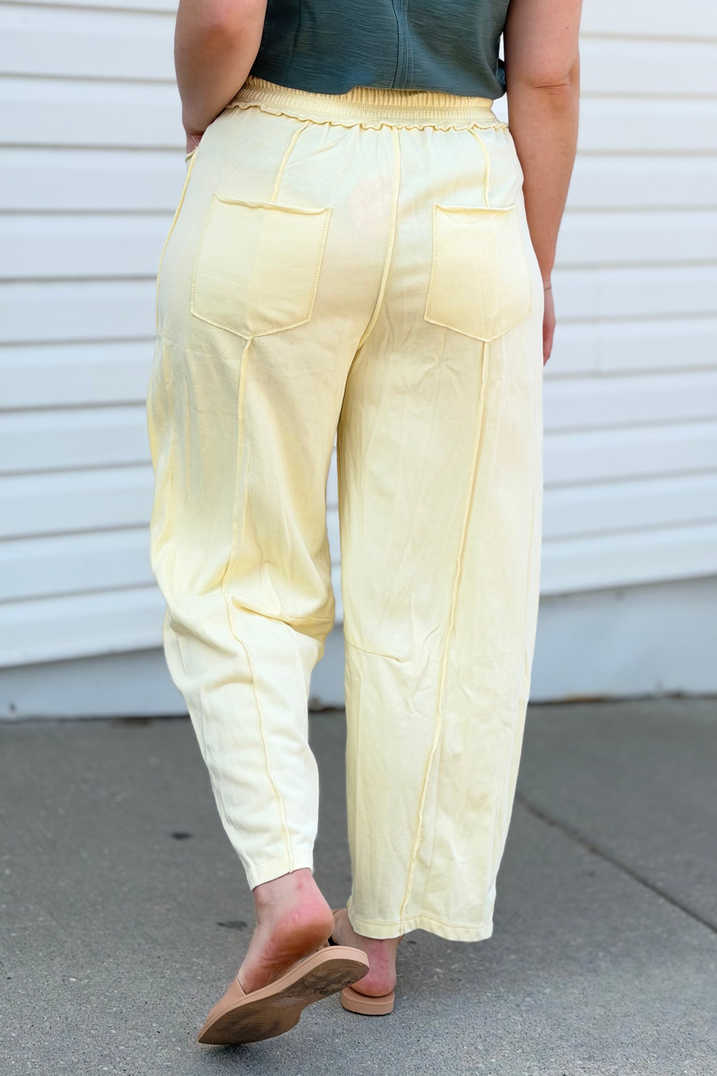 Mineral Wash Barrel Utility Pants - Cream