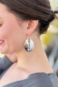 Mixed Medal Oval Earrings - Silver