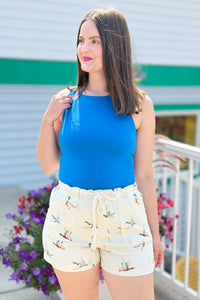 Mallard Duck Drawstring Shorts - Ivory