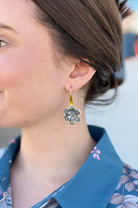 Mixed Metal Flower Earrings