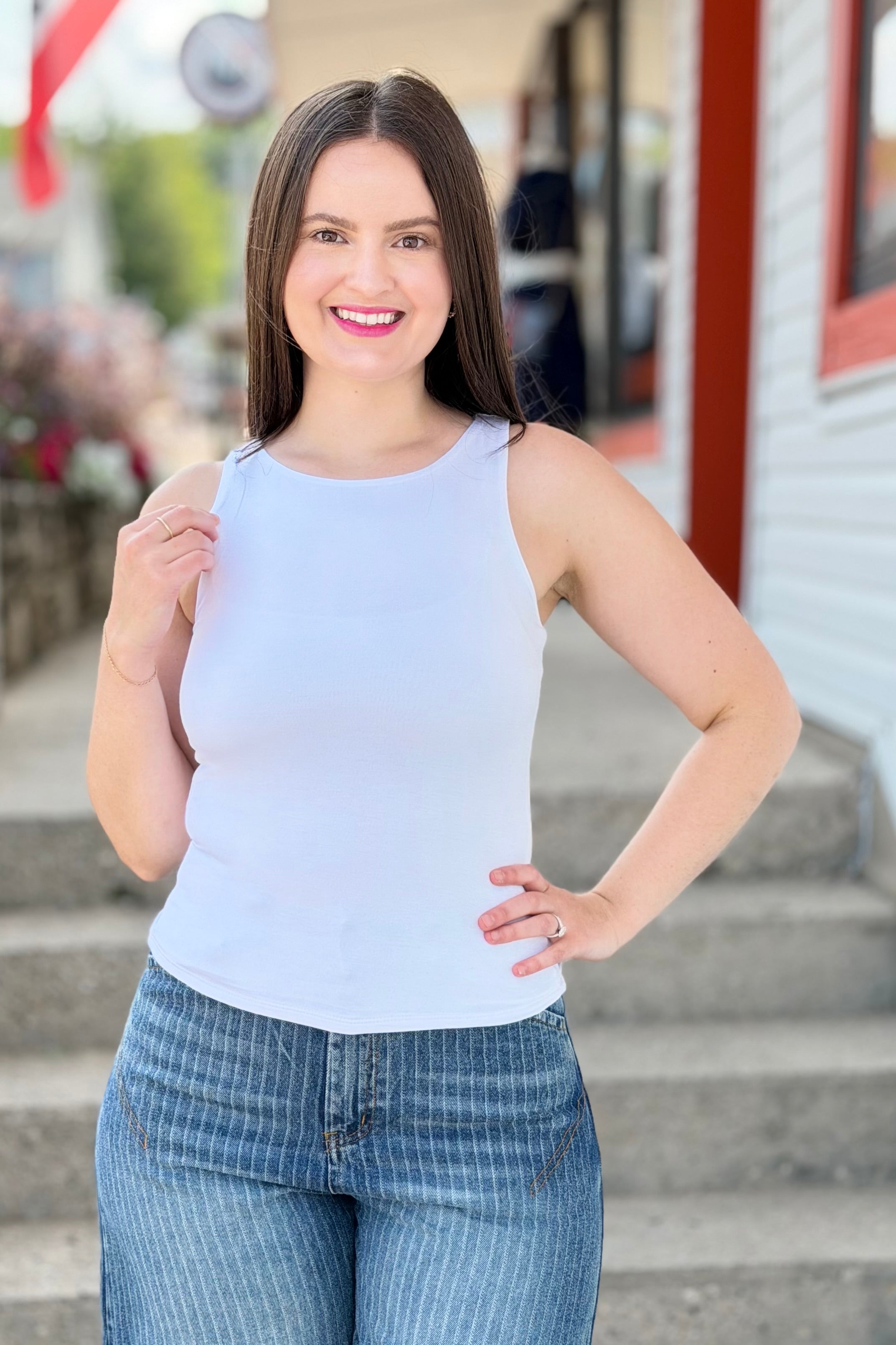 Double Layered Tank Top - White