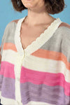 Striped Balloon Sleeve Cardigan - Rainbow