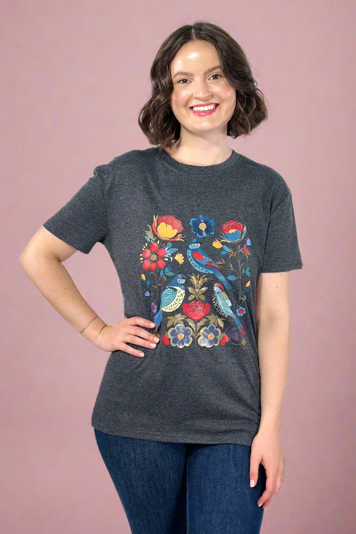 Nature Flowers & Birds Print Tee