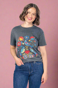 Nature Flowers & Birds Print Tee