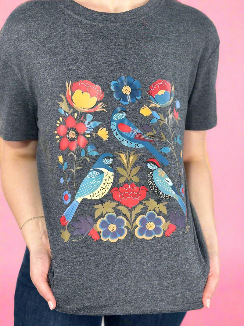 Nature Flowers & Birds Print Tee