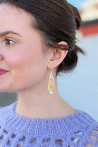 Pressed Pink Flower Teardrop Earrings