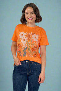 Botanical Floral Wildflower Tee - Orange