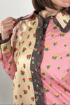 Floral Color Block Button-Up Top